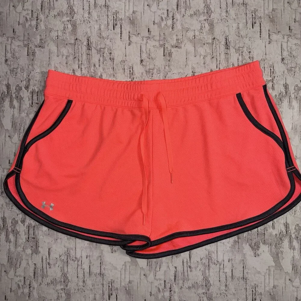 Under Armour Women’s Running Shorts Large Semi-Fitted Heatgear Orange